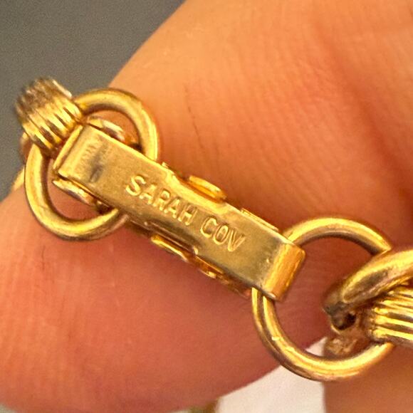 Vintage 60s Sarah Coventry Pale Pale Cabochon Link Bracelet - Picture 5 of 7